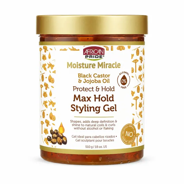 African Pride Moisture Miracle Max Styling Gel Black Castor Jojoba Oil 510 gr