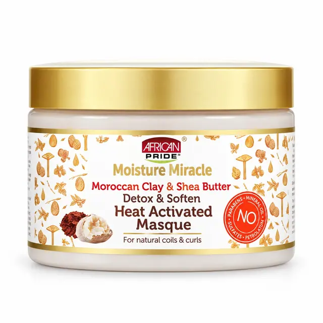 African Pride Moisture Miracle Moroccan Red Clay & Shea Butter Detox & Soften Heat Activated Masque 340 gr